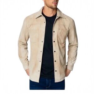 Men’s Leather Shirt Jacket Shacket XL 100% Goatskin Leather NWT $398